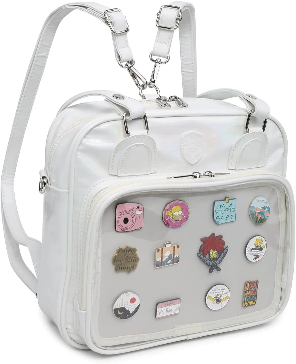 RAINBOW SMILE Ita Bag Multi-Purpose Backpack Crossbody Purse Kawaii Pin Display Bag with Insert for Anime Pins Display