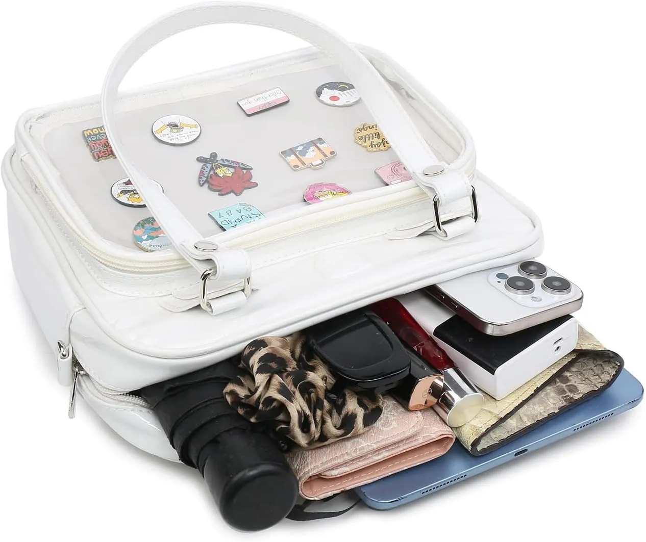 RAINBOW SMILE Ita Bag Multi-Purpose Backpack Crossbody Purse Kawaii Pin Display Bag with Insert for Anime Pins Display