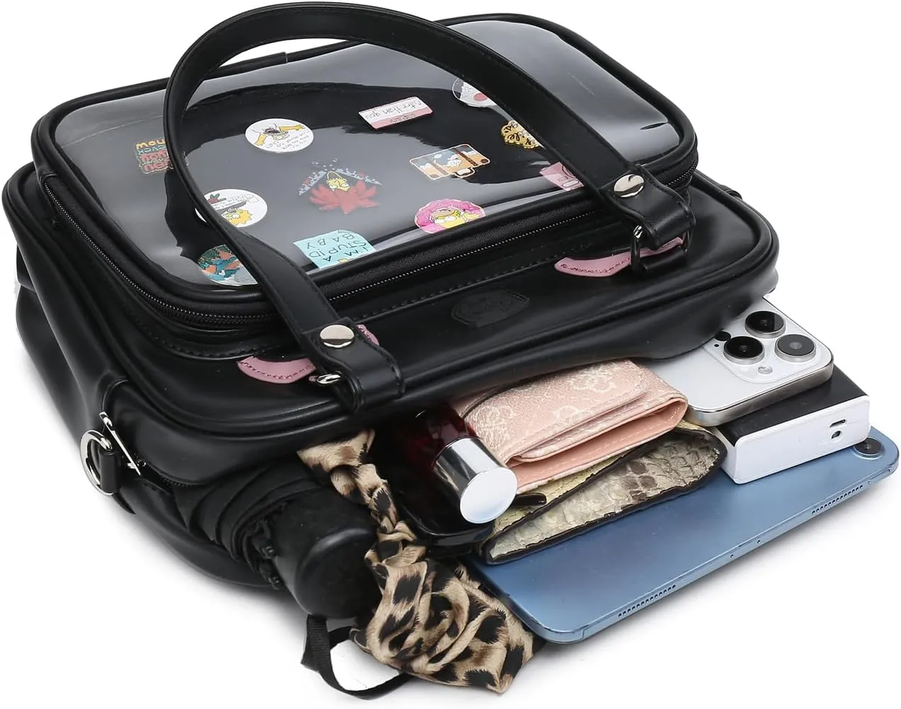 RAINBOW SMILE Ita Bag Multi-Purpose Backpack Crossbody Purse Kawaii Pin Display Bag with Insert for Anime Pins Display