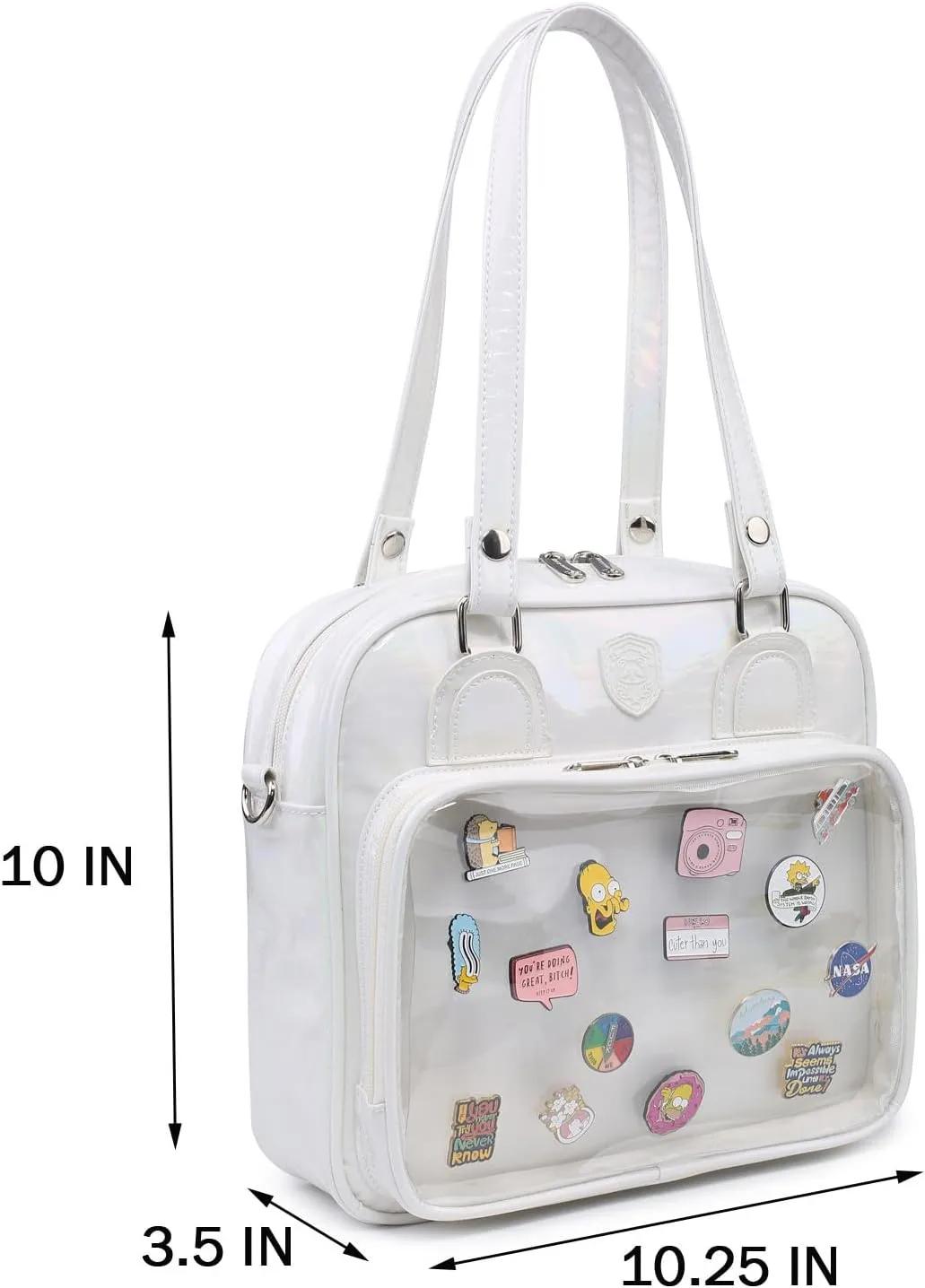 RAINBOW SMILE Ita Bag Multi-Purpose Backpack Crossbody Purse Kawaii Pin Display Bag with Insert for Anime Pins Display