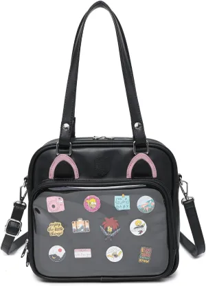 RAINBOW SMILE Ita Bag Multi-Purpose Backpack Crossbody Purse Kawaii Pin Display Bag with Insert for Anime Pins Display