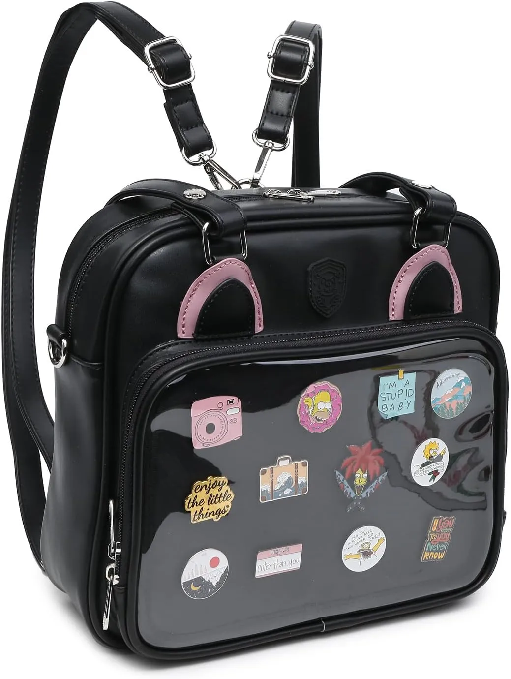 RAINBOW SMILE Ita Bag Multi-Purpose Backpack Crossbody Purse Kawaii Pin Display Bag with Insert for Anime Pins Display