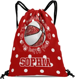 Red Basketball Personalized Drawstring Backpack Bags Draw String Sport Gym Bag Draw String Back Sack Waterproof Swimming Festival Gift