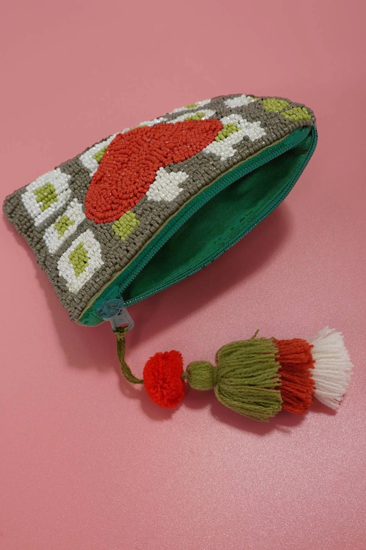RED HEART SEE BEAD COIN PURSE | 91CP898