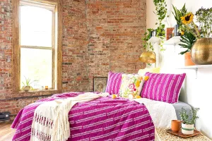 Refinery29 | Shea Stripe Bedding Collection | Luxury 100% Cotton Premium Ultra Soft Quilt Coverlet, Lightweight Comfortable 3 Piece Set, Modern Design for Home Hotel Décor (Twin/TwinXL, Purple)