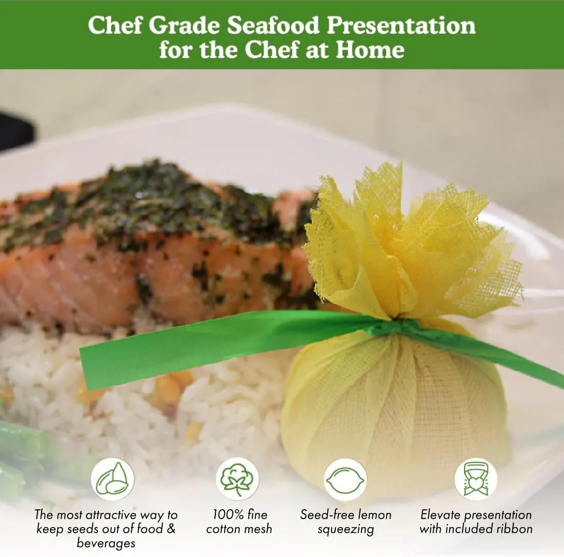 Regency Wraps Lemon Wraps Lemon Covers, Yellow with Green Ribbon, 100 Count Wedge Bags, For Seed-Free Squeezing Over Seafood, Works for Lemon Halves or Wedges