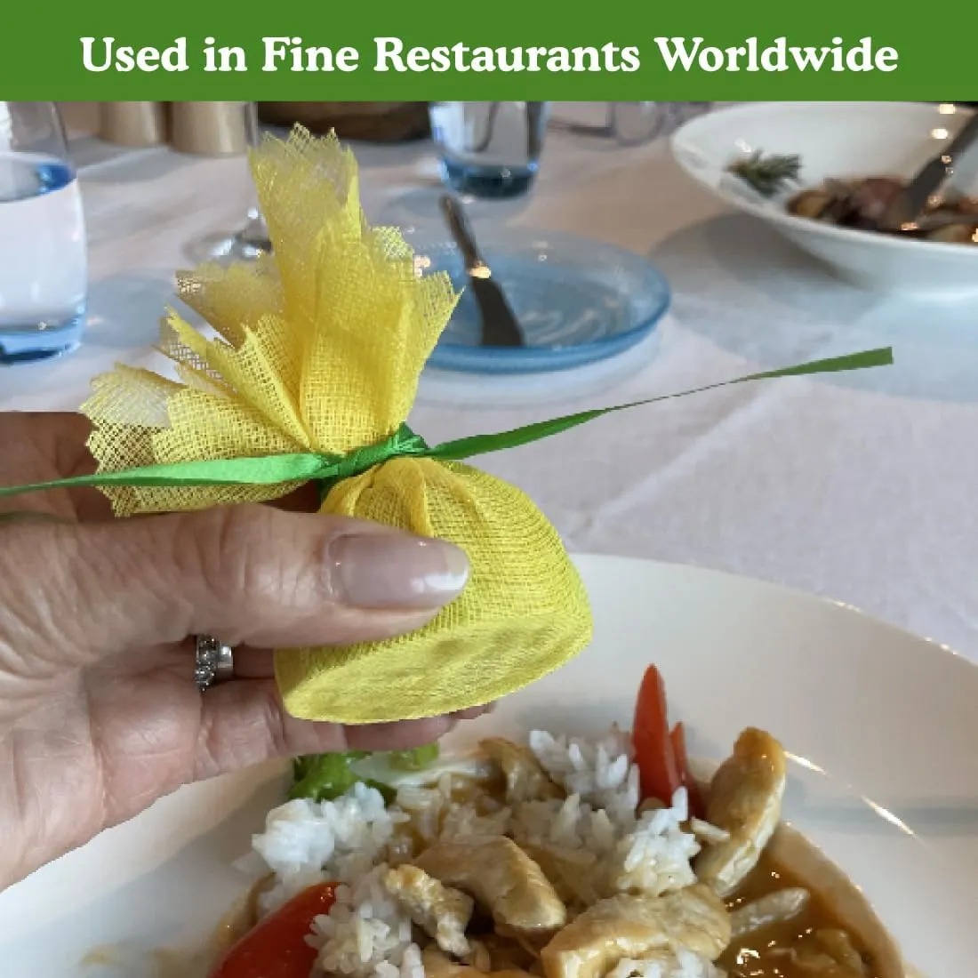 Regency Wraps Lemon Wraps Lemon Covers, Yellow with Green Ribbon, 100 Count Wedge Bags, For Seed-Free Squeezing Over Seafood, Works for Lemon Halves or Wedges