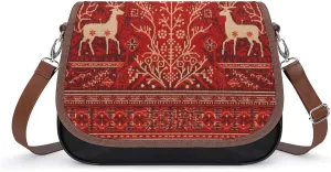 Reindeer Pattern Laptop Tote Bag Leather Computer Bags Lined Shoulder Purse Purses And Handbags Business Office Work Bag Top Handle Handbag for Women