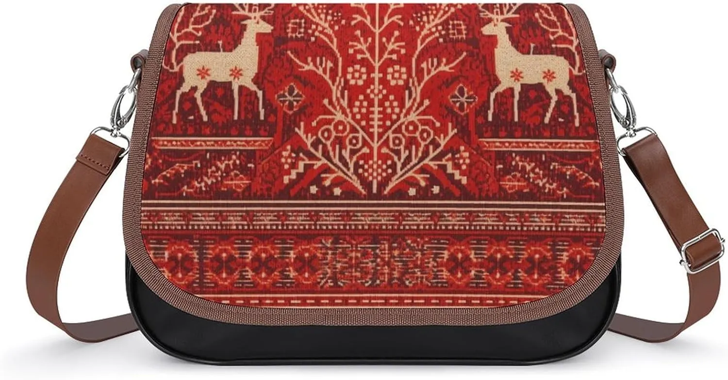 Reindeer Pattern Laptop Tote Bag Leather Computer Bags Lined Shoulder Purse Purses And Handbags Business Office Work Bag Top Handle Handbag for Women