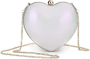 Rejolly Clear Acrylic Clutch Evening Purse Heart Shaped Bags for Women Transparent Novelty Small Mini Handbag Crossbody Bag