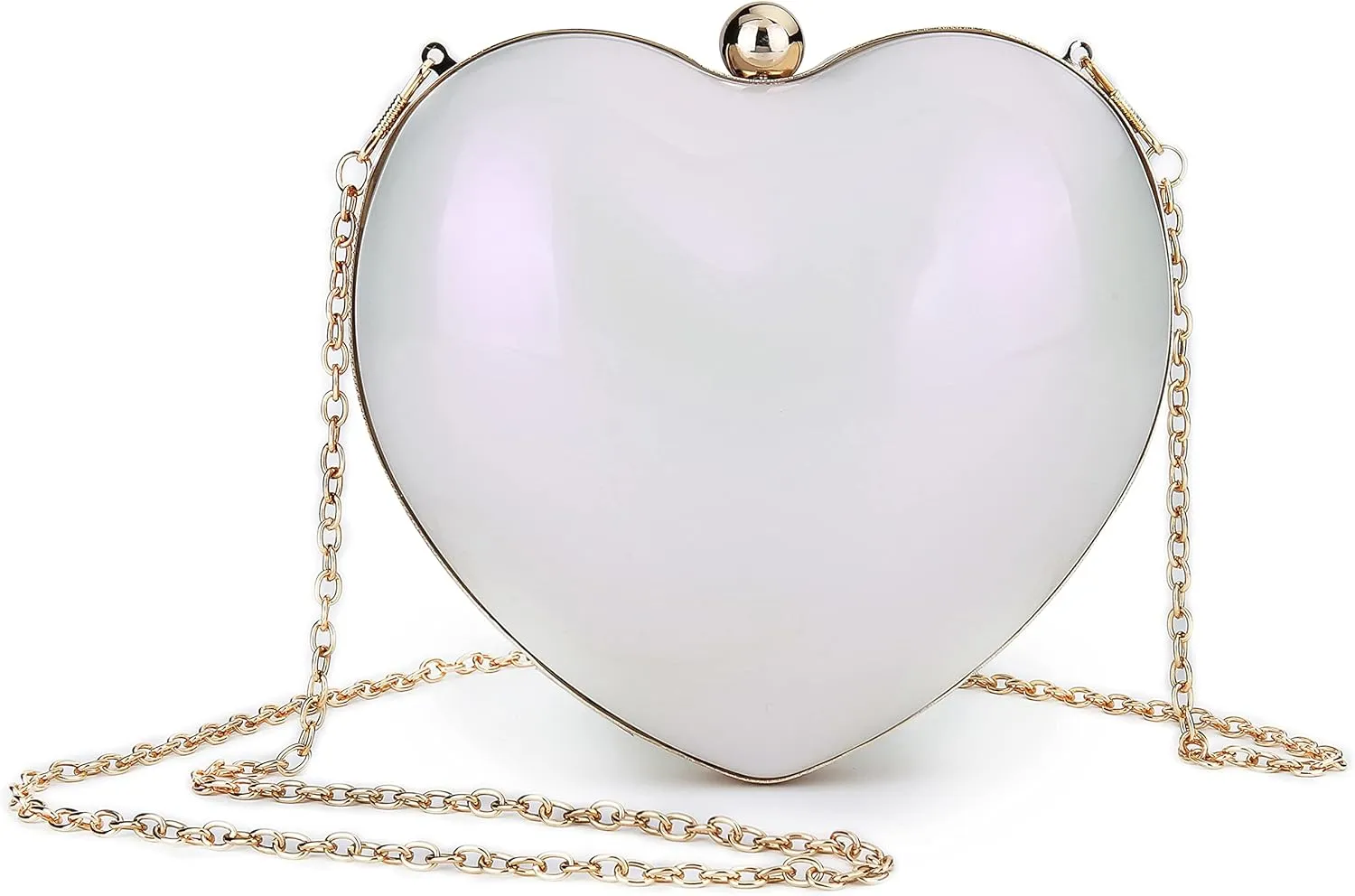 Rejolly Clear Acrylic Clutch Evening Purse Heart Shaped Bags for Women Transparent Novelty Small Mini Handbag Crossbody Bag