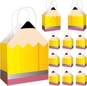 Renbuzhu 27pcs Back to School Teacher Gifts – Pencil Shaped Paper Bags Bulk, Welcome Candy Treat Boxes for Students, Classroom Party Decorations, Teacher Appreciation Week