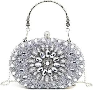 Rhinestone Evening Bags Clutch Purses for Women,Crystal Diamond Crossbody Shoulder Handbags for Wedding, Party