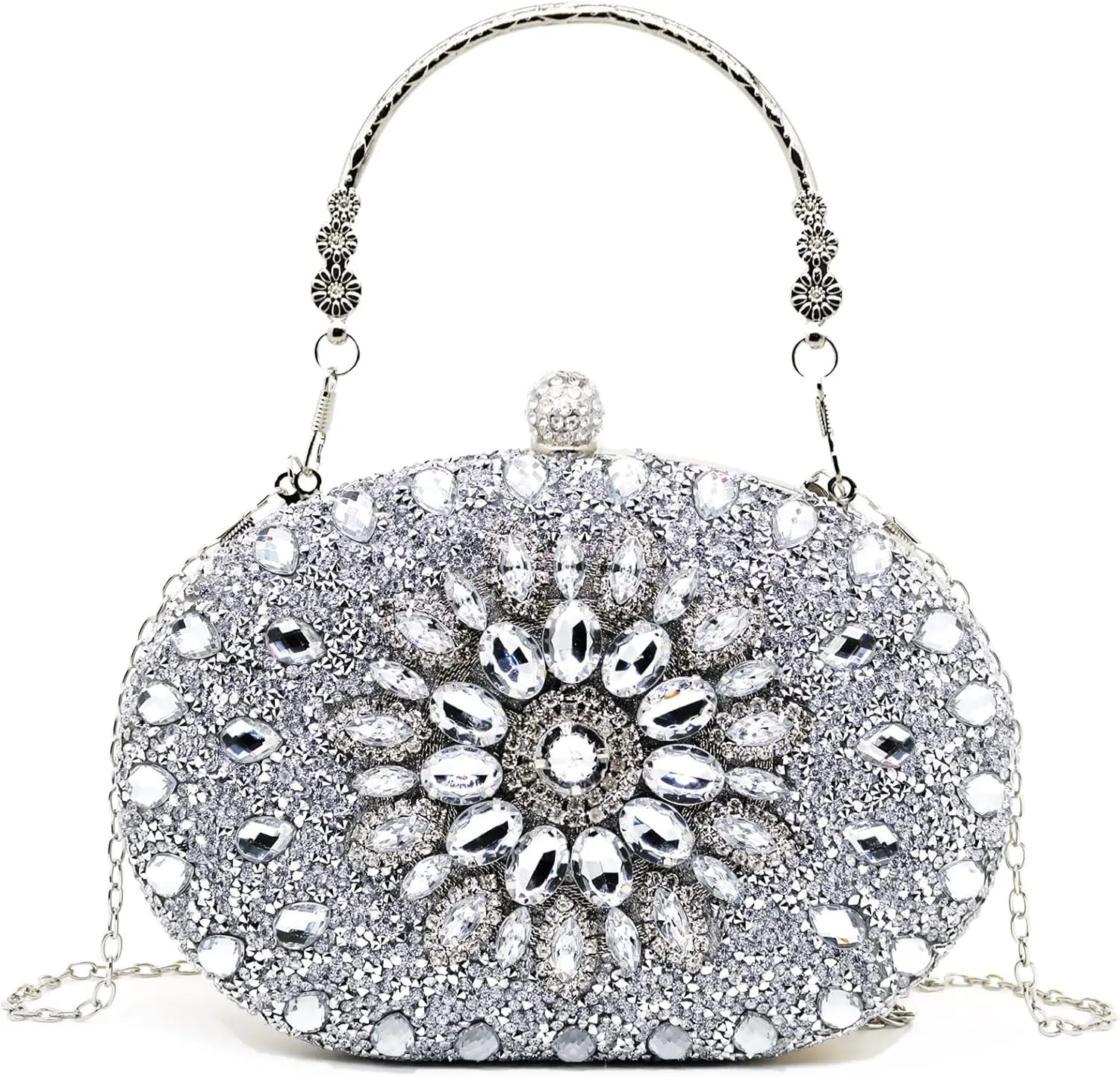 Rhinestone Evening Bags Clutch Purses for Women,Crystal Diamond Crossbody Shoulder Handbags for Wedding, Party