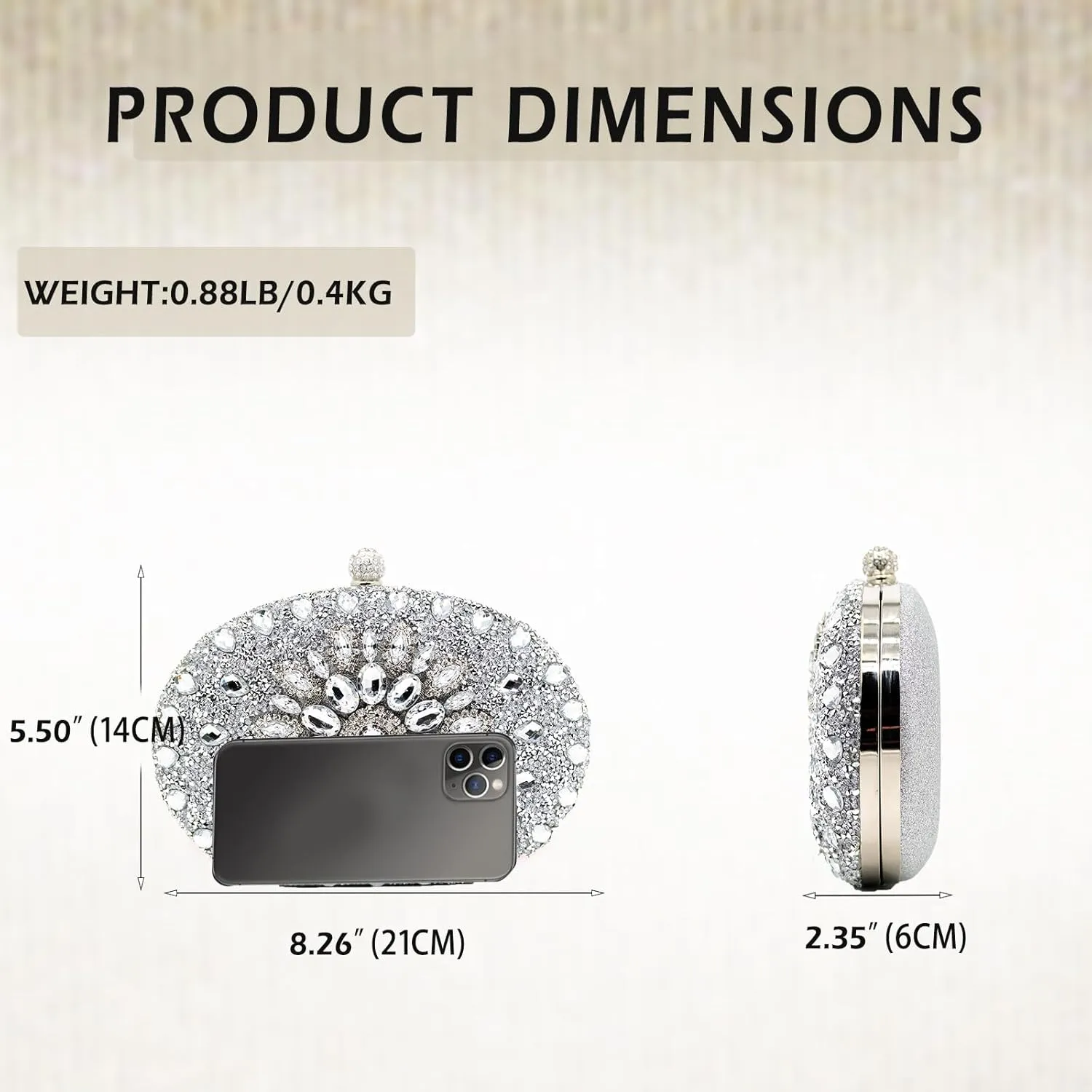 Rhinestone Evening Bags Clutch Purses for Women,Crystal Diamond Crossbody Shoulder Handbags for Wedding, Party