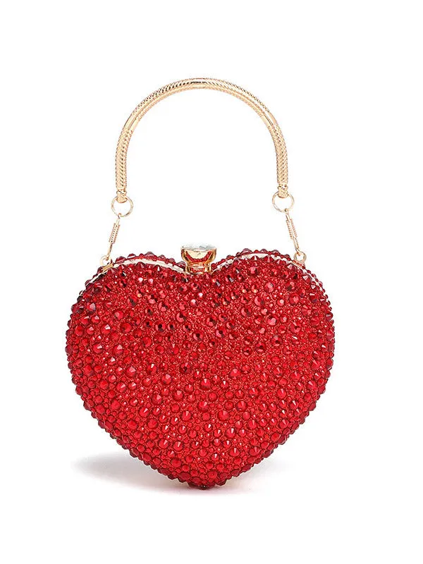 Rhinestone Heart-Shaped Clutch