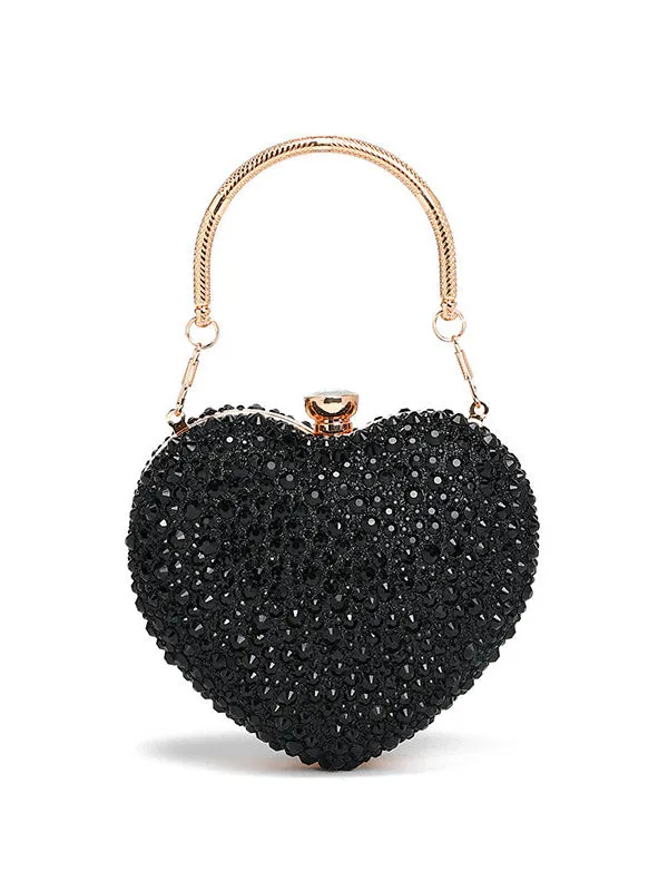Rhinestone Heart-Shaped Clutch