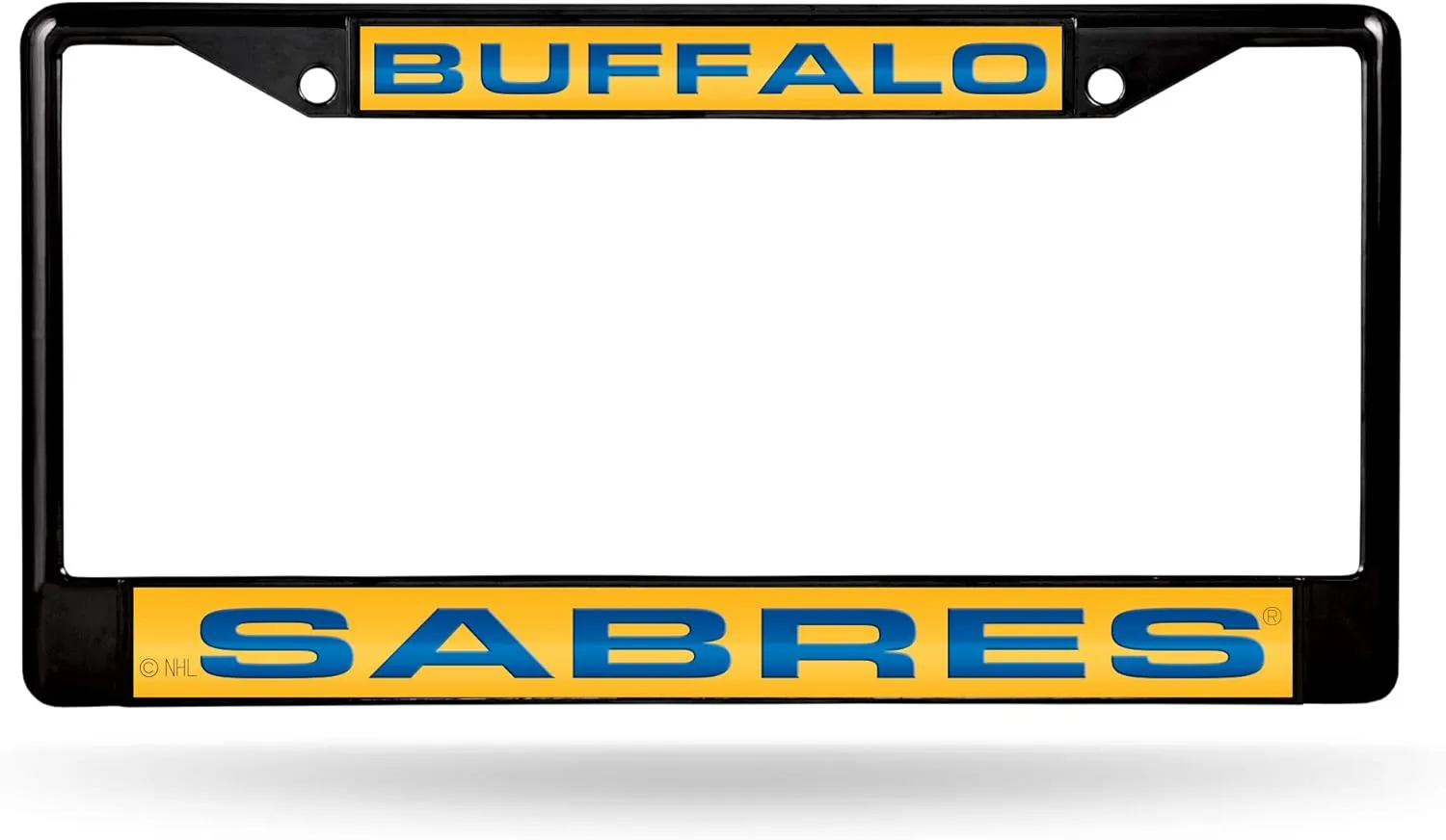Rico Industries NHL Buffalo Sabres Black Black Laser Cut Chrome Frame 12" x 6" 12" x 6" Black Laser Cut Chrome Frame - Car/Truck/SUV Automobile Accessory
