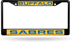Rico Industries NHL Buffalo Sabres Black Black Laser Cut Chrome Frame 12" x 6" 12" x 6" Black Laser Cut Chrome Frame - Car/Truck/SUV Automobile Accessory