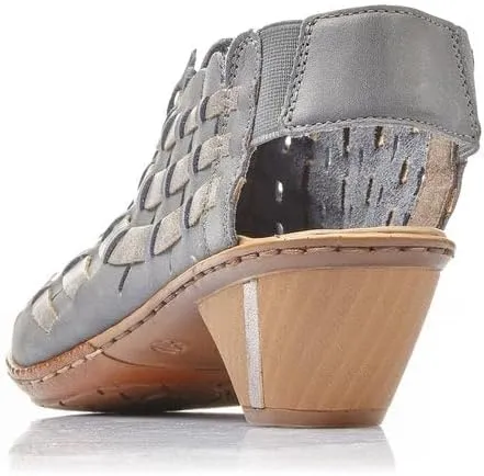 Rieker 46778 Sina Women's Heels - Sling-Backs, Leather Upper, Hand-Woven Design, Anti-Stress Comfort, Flexible Sole, Secure Fit, and Timeless Everyday Style