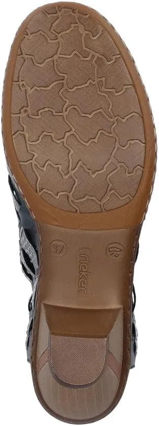 Rieker 46778 Sina Women's Heels - Sling-Backs, Leather Upper, Hand-Woven Design, Anti-Stress Comfort, Flexible Sole, Secure Fit, and Timeless Everyday Style