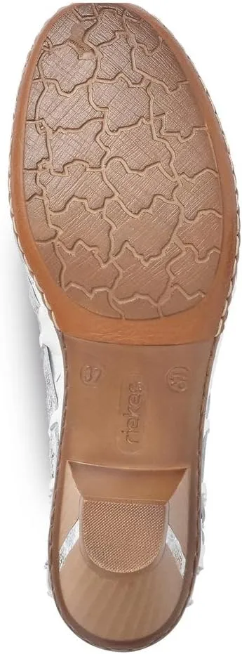 Rieker 46778 Sina Women's Heels - Sling-Backs, Leather Upper, Hand-Woven Design, Anti-Stress Comfort, Flexible Sole, Secure Fit, and Timeless Everyday Style