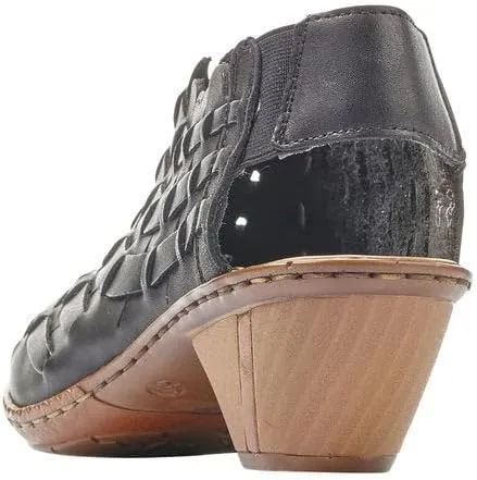 Rieker 46778 Sina Women's Heels - Sling-Backs, Leather Upper, Hand-Woven Design, Anti-Stress Comfort, Flexible Sole, Secure Fit, and Timeless Everyday Style