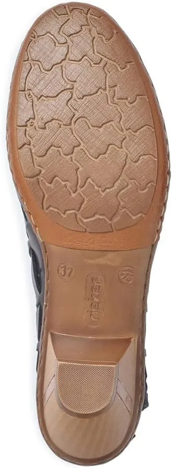 Rieker 46778 Sina Women's Heels - Sling-Backs, Leather Upper, Hand-Woven Design, Anti-Stress Comfort, Flexible Sole, Secure Fit, and Timeless Everyday Style