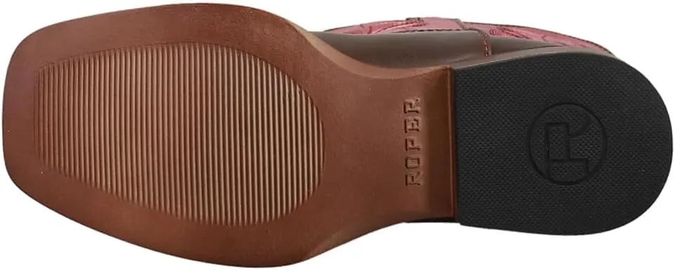 ROPER Kids Girls Texsis Square Toe Casual Boots Mid Calf - Brown, Pink
