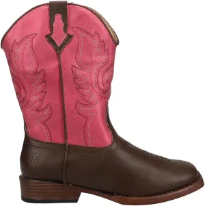 ROPER Kids Girls Texsis Square Toe Casual Boots Mid Calf - Brown, Pink