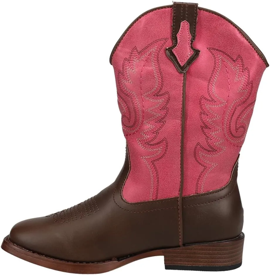 ROPER Kids Girls Texsis Square Toe Casual Boots Mid Calf - Brown, Pink