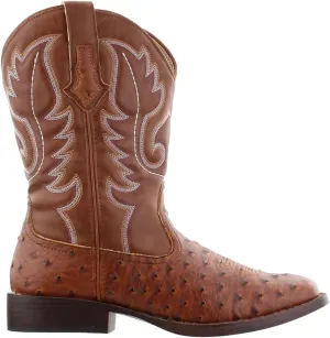 ROPER Mens Bumps Ostrich Square Toe Casual Boots Mid Calf - Brown, White