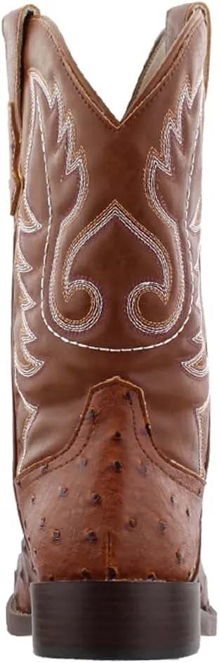 ROPER Mens Bumps Ostrich Square Toe Casual Boots Mid Calf - Brown, White