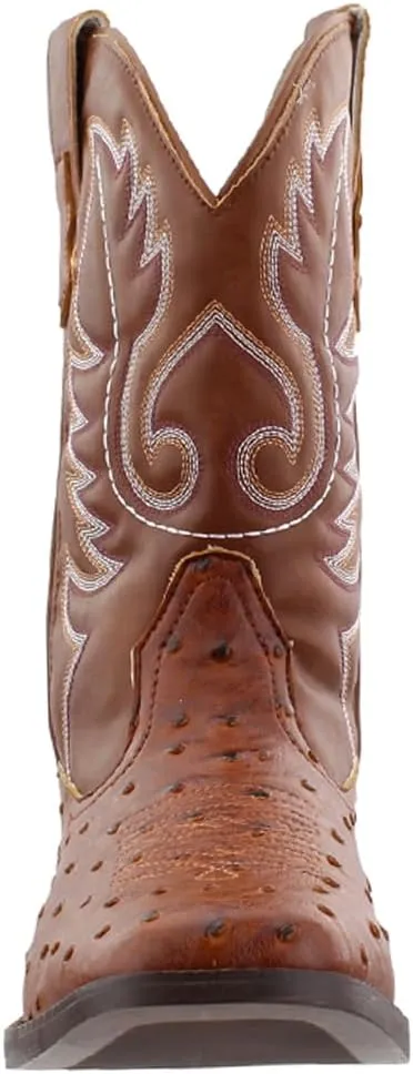 ROPER Mens Bumps Ostrich Square Toe Casual Boots Mid Calf - Brown, White