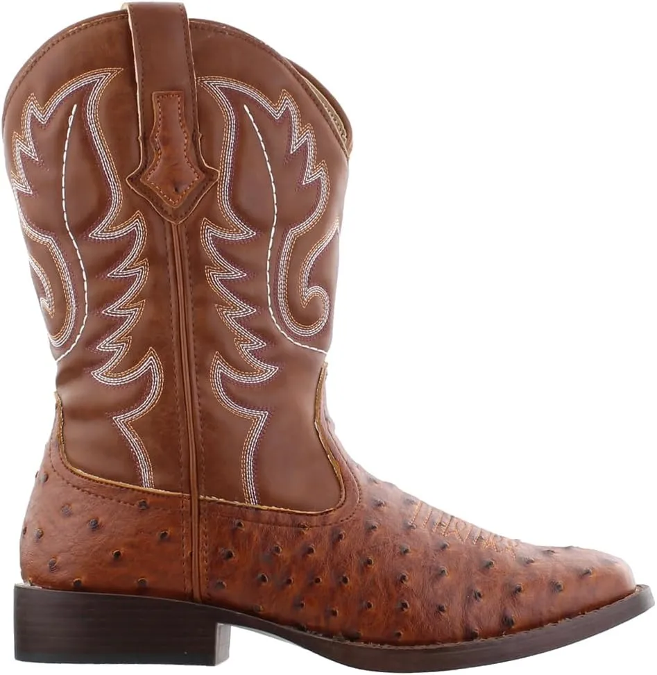 ROPER Mens Bumps Ostrich Square Toe Casual Boots Mid Calf - Brown, White