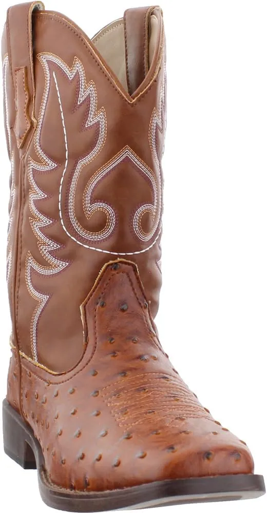 ROPER Mens Bumps Ostrich Square Toe Casual Boots Mid Calf - Brown, White