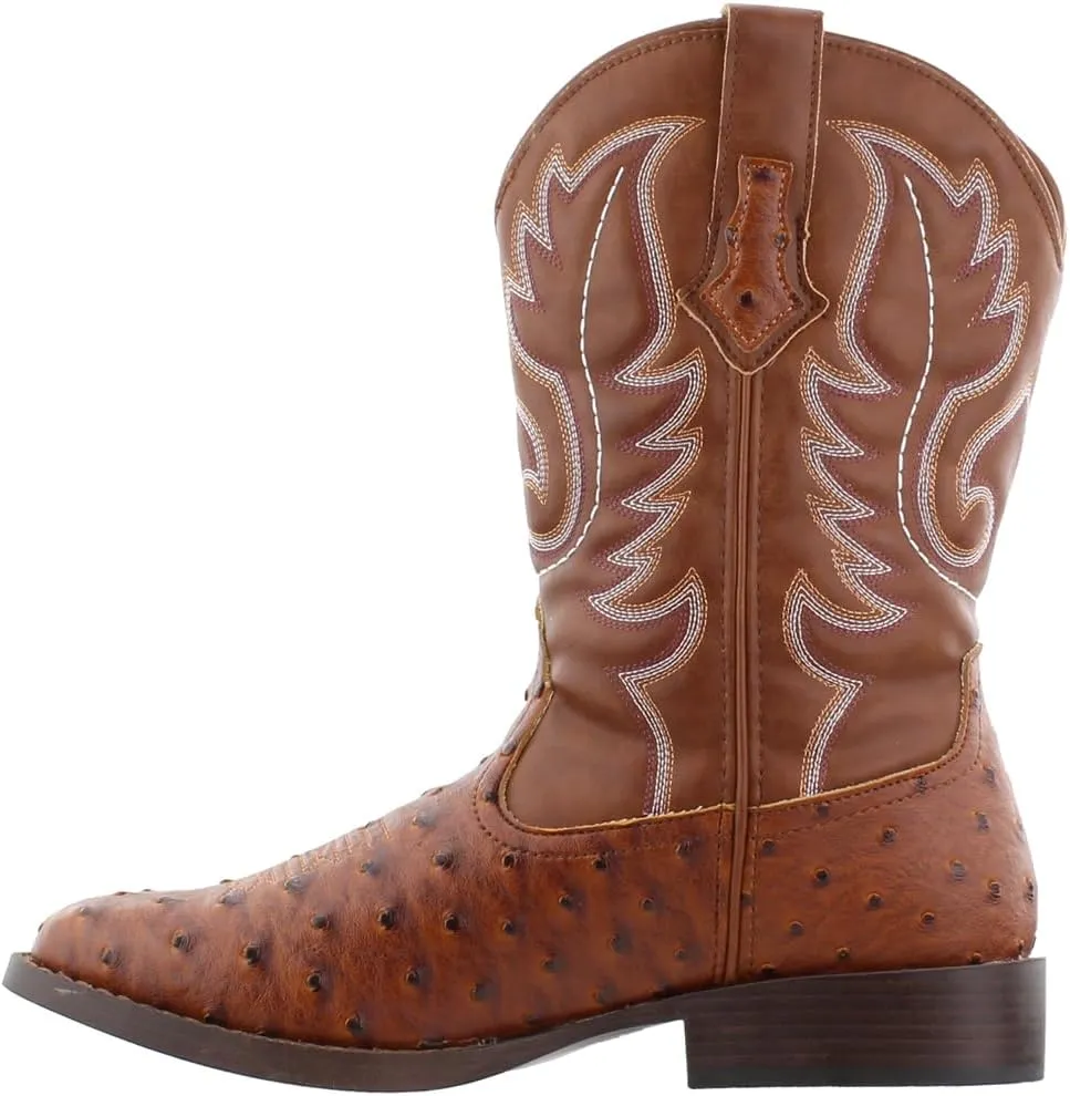 ROPER Mens Bumps Ostrich Square Toe Casual Boots Mid Calf - Brown, White