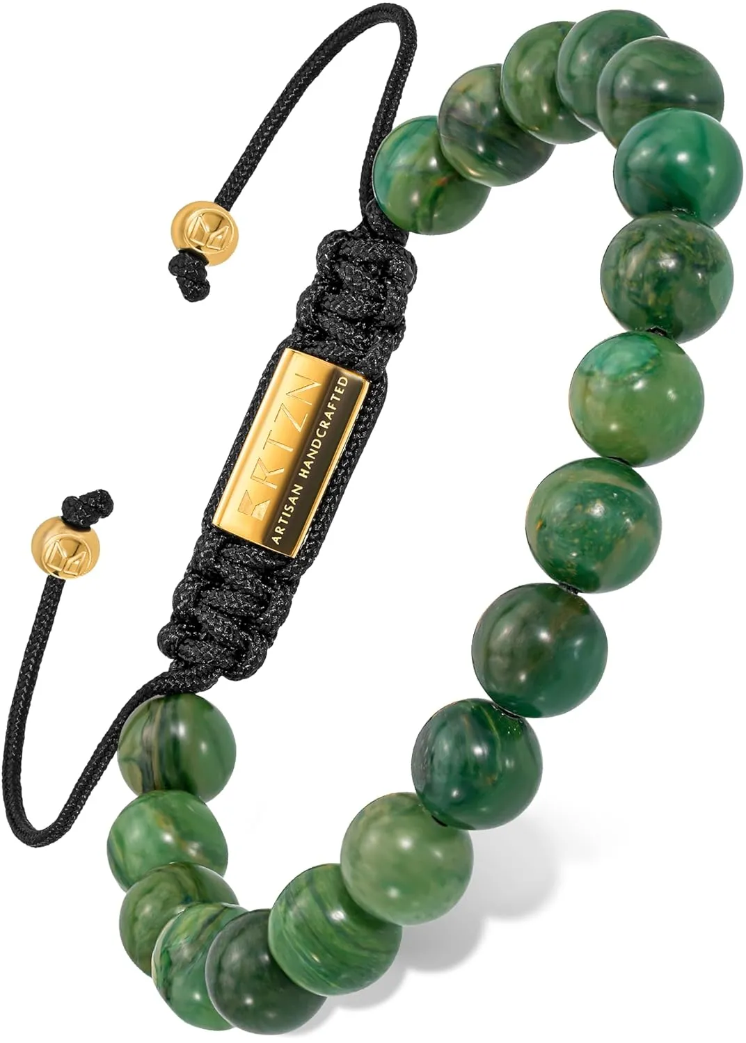 RTZN® Jade Bracelet for Men – Premium Artisan Handcrafted Authentic Dark Green Jade Bracelet (Bali)