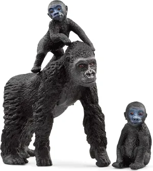 Schleich Wild Life, Monkey Jungle Animal Toys for Boys and Girls, Gorilla Family Set with Gorilla Mother and Babies, Ages 3 