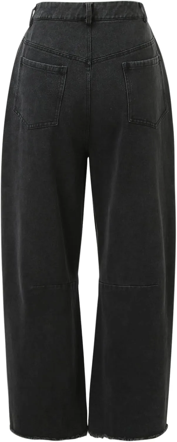 sdbrld Cargo Pants Women Adjustable Waist XXL Multiple Pocket Relaxed Fit Straight Wide Leg Y2K Pants Trousers Fashion Jeans