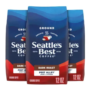Seattle’s Best Coffee, Dark Roast Ground Coffee, Post Alley, 100% Arabica, 3 Bags (12 oz Each)