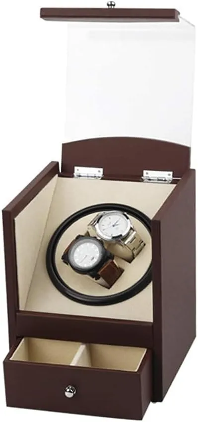 Self Winding Watch Winder Automatic Watch Winder with Quiet Motor and Wood Shell, Battery Powered Or Ac Adapter Bedroom Accessories,Brown