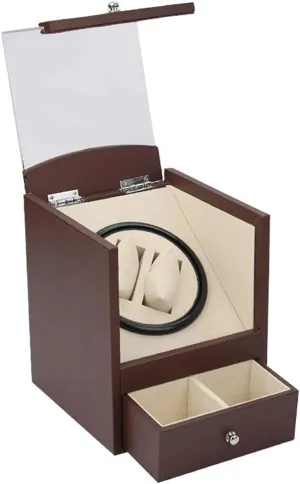 Self Winding Watch Winder Automatic Watch Winder with Quiet Motor and Wood Shell, Battery Powered Or Ac Adapter Bedroom Accessories,Brown