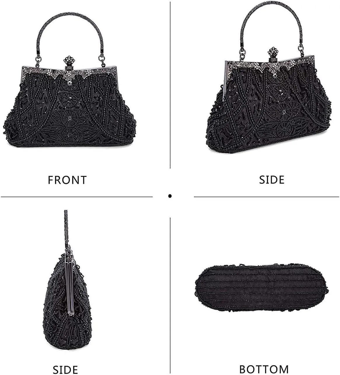 Selighting 1920s Vintage Beaded Clutch Evening Bags for Women Formal Bridal Wedding Clutch Purse Prom Cocktail Party Handbags