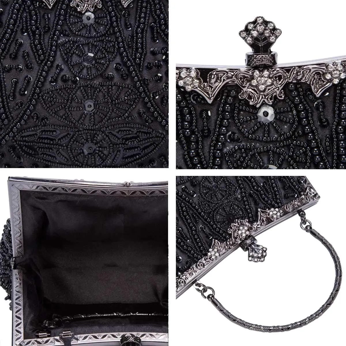 Selighting 1920s Vintage Beaded Clutch Evening Bags for Women Formal Bridal Wedding Clutch Purse Prom Cocktail Party Handbags