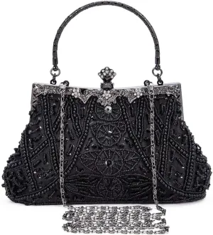 Selighting 1920s Vintage Beaded Clutch Evening Bags for Women Formal Bridal Wedding Clutch Purse Prom Cocktail Party Handbags
