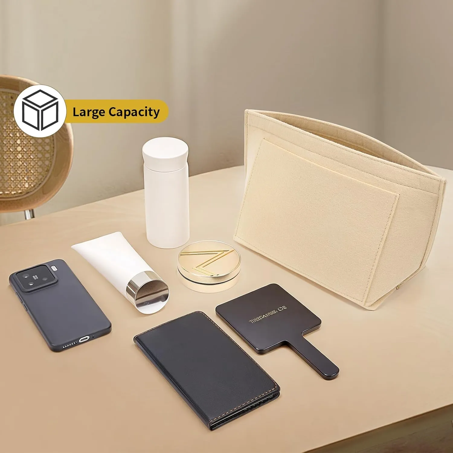 SENTEN Purse Organizer Insert for Longchamp Large Organizer Insert, Compatible with Le Pliage and More, Keep Your Bag Shaped and Neat (Beige, M)