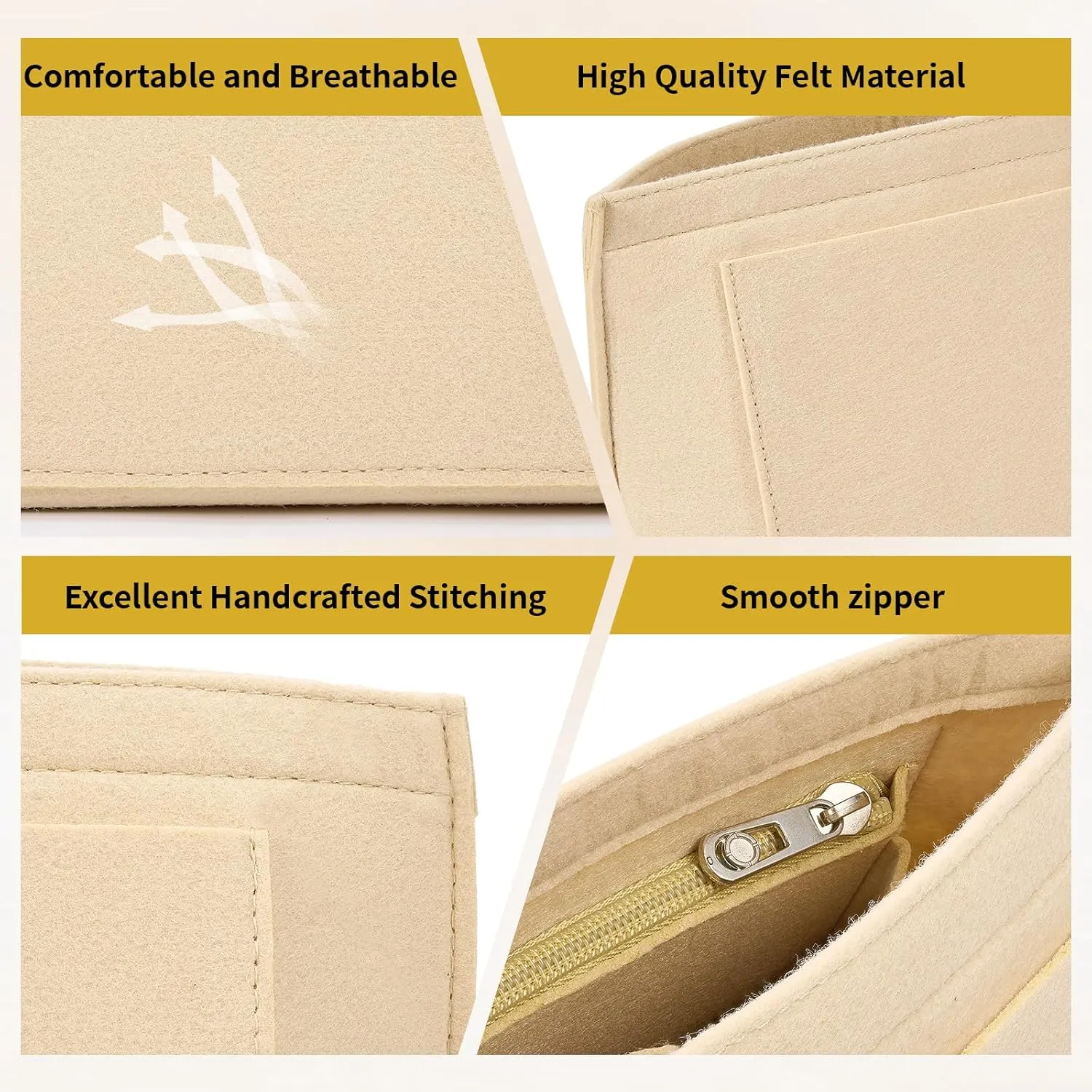 SENTEN Purse Organizer Insert for Longchamp Large Organizer Insert, Compatible with Le Pliage and More, Keep Your Bag Shaped and Neat (Beige, M)