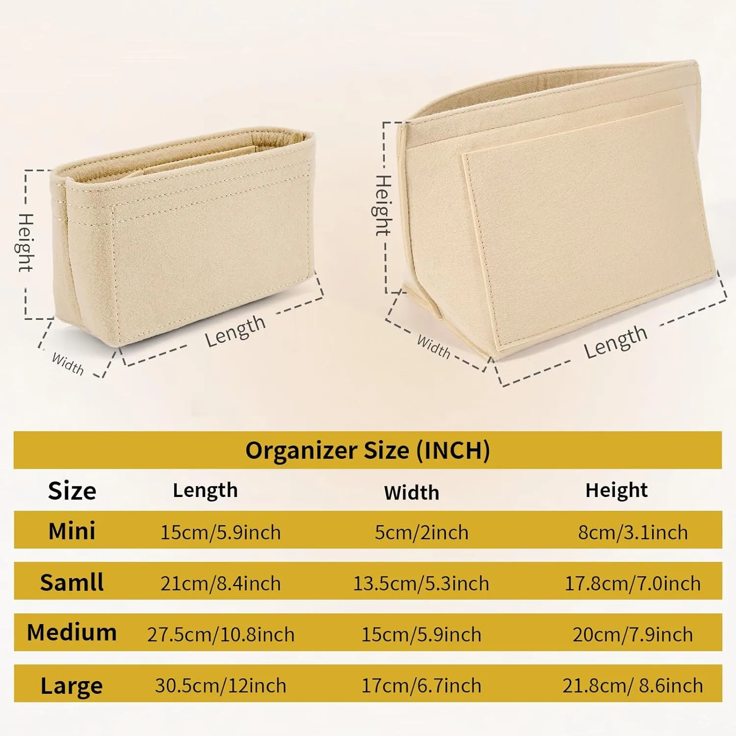 SENTEN Purse Organizer Insert for Longchamp Large Organizer Insert, Compatible with Le Pliage and More, Keep Your Bag Shaped and Neat (Beige, M)