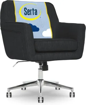 Serta Ashland Home Office Desk Chair with Button Tufted Mid-Back, Memory Foam Cushion and Padded Arms, Mid Century Modern Vanity Armchair with Wheels for Bedroom, Chrome Metal Base, Charcoal Gray